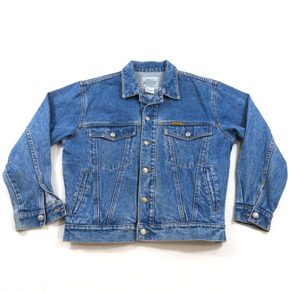 Jordache Denim Jean Jacket Med Blue Wash Button Front Sz M Trucker Type 3 1990s